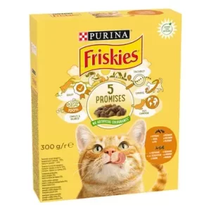 КОТЕШКА ХРАНА С ПИЛЕ И ЗЕЛЕНЧУЦИ 300гр.ФРИСКИС/Friskies СУХА